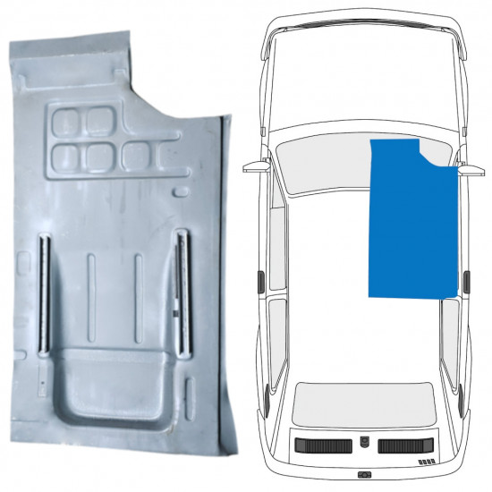 Pannello di riparazione del pavimento sottoscocca per Fiat 126p 1972-2000 / Destra 7572