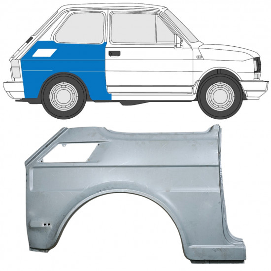 Pannello di riparazione parafango posteriore per Fiat 126p 1985-1994 / Destra 7584