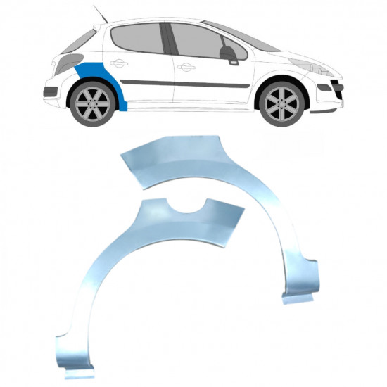 Pannello di riparazione parafango posteriore per Peugeot 207 2006-2013 / Sinistra+Destra / Set 9513