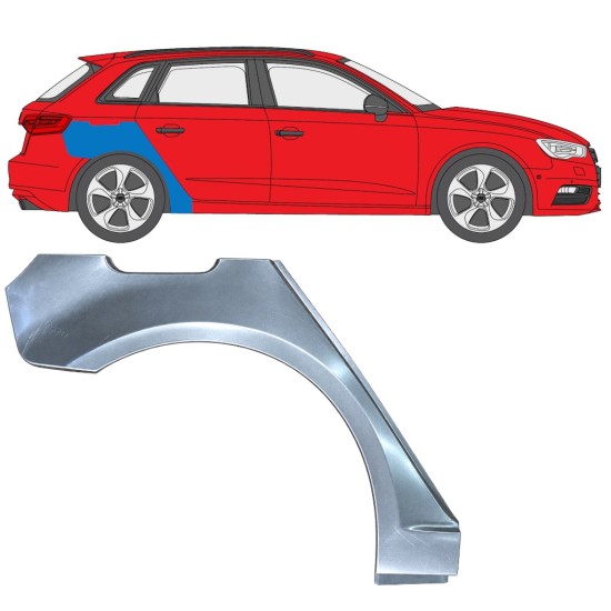 Pannello di riparazione parafango posteriore per Audi A3 8V 2012-2020 / Destra / HATCHBACK 17280