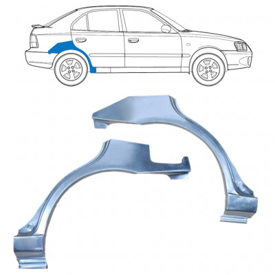 Pannello di riparazione parafango posteriore per Hyundai Accent 2000-2006 / Sinistra+Destra / Set 9881