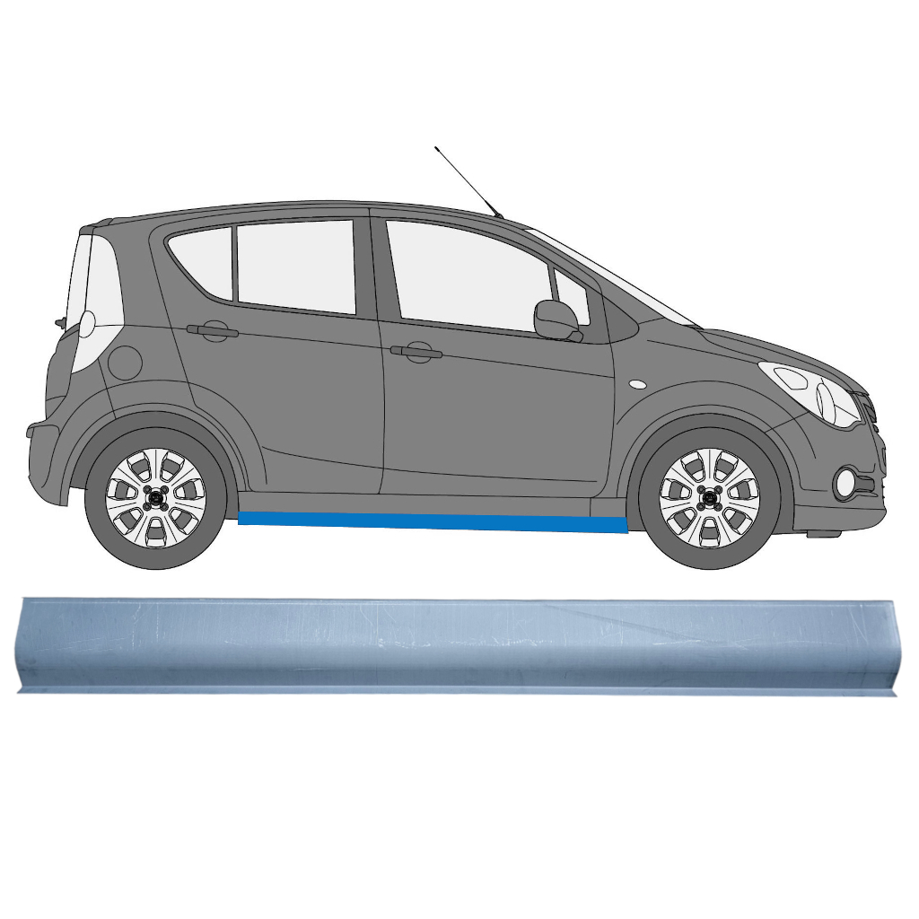 Pannello Di Riparazione Sottoporta Lamiera Per Opel Agila 2008-2015 / Sinistra = Destra (Simmetrico) 7599