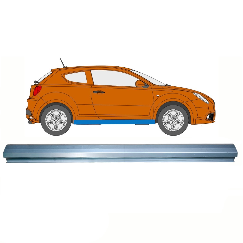Pannello Di Riparazione Sottoporta Lamiera Per Alfa Romeo Mito 2008- / Sinistra = Destra (Simmetrico) 10707