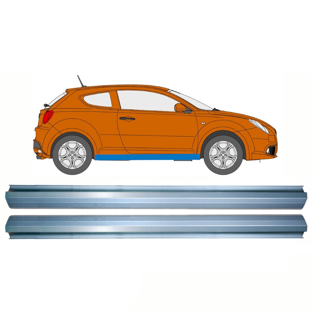 Pannello Di Riparazione Sottoporta Lamiera Per Alfa Romeo Mito 2008- / Sinistra = Destra (Simmetrico) / Set 10708
