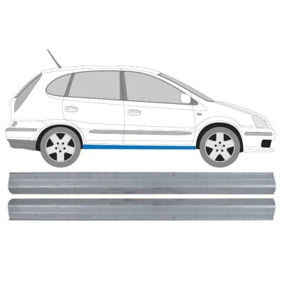 Pannello di riparazione sottoporta lamiera per Nissan Almera Tino 2000-2006 / Sinistra = Destra (simmetrico) / Set 10649