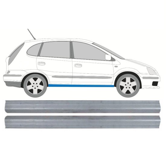 Pannello di riparazione sottoporta lamiera per Nissan Almera Tino 2000-2006 / Sinistra = Destra (simmetrico) / Set 10649