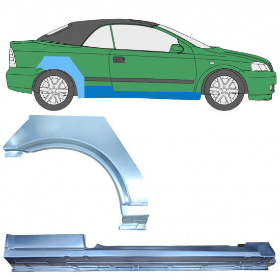 Pannello di riparazione sottoporta e parafango posteriore per Opel Astra G 2001-2006 CABRIO / Destra / Set 12592