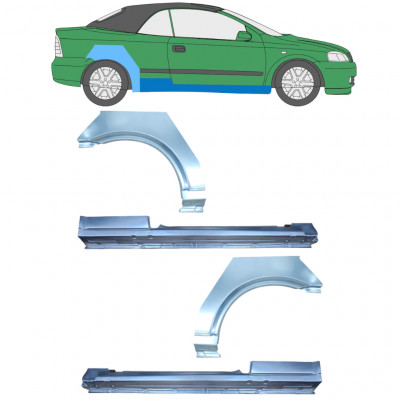 OPEL ASTRA G CABRIO 2001-2006 PASSARUOTA POSTERIORE + SOGLIA / SET / DESTRA + SINISTRA