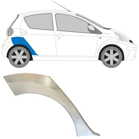 Pannello di riparazione parafango posteriore per Toyota Aygo 2005-2012 / Destra 16058