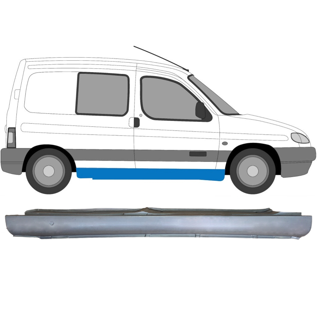 Pannello Di Riparazione Sottoporta Lamiera Per Peugeot Partner 1996- / Destra 6952