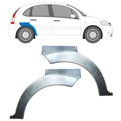 Pannello di riparazione parafango posteriore per Citroen C3 2002-2010 / Sinistra+Destra / Set 14769