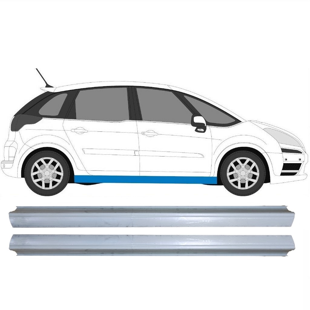 Pannello Di Riparazione Sottoporta Lamiera Per Citroen C4 Picasso 2006-2013 / Sinistra+Destra / Set 6447