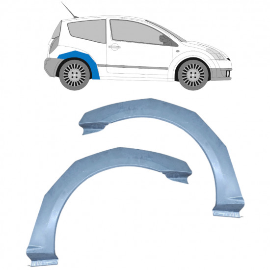 Pannello di riparazione parafango posteriore per Citroen C2 2003-2009 / Set 11385