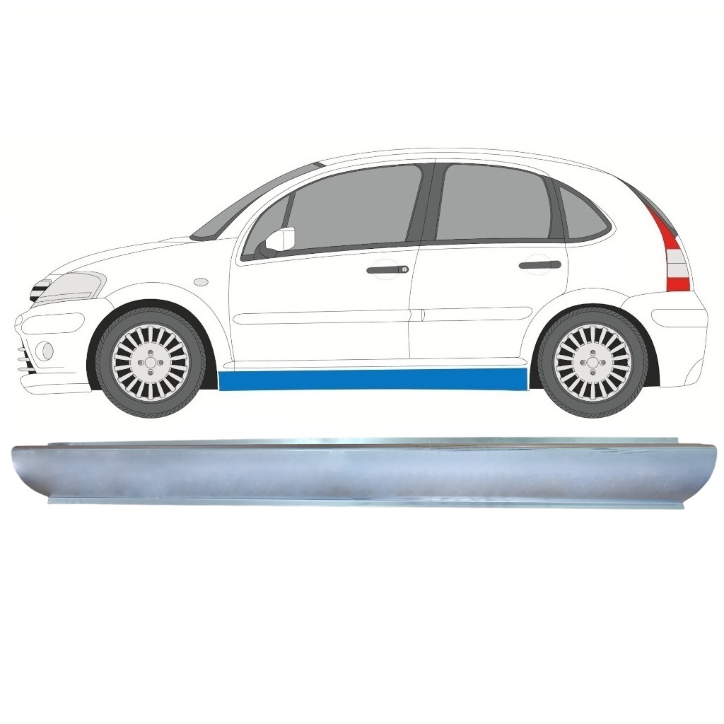Pannello Di Riparazione Sottoporta Lamiera Per Citroen C3 2002-2010 / Sinistra 10898