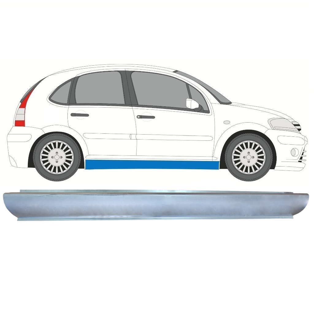 Pannello Di Riparazione Sottoporta Lamiera Per Citroen C3 2002-2010 / Destra 10897