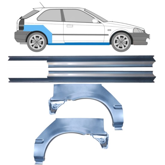 Pannello di riparazione sottoporta e parafango posteriore per Honda Civic EJ EK 1995-2001 / Sinistra+Destra / Set 10664