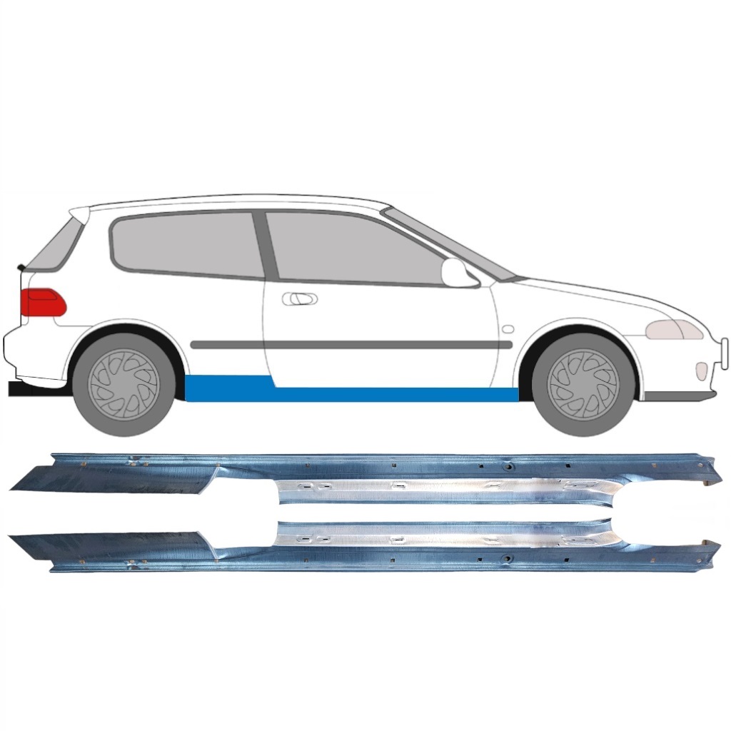 Pannello Di Riparazione Sottoporta Lamiera Per Honda Civic 1991-1995 / Sinistra+Destra / Set 9168