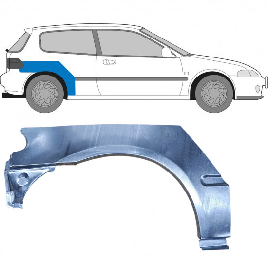 Pannello di riparazione parafango posteriore per Honda Civic 1991-1995 / Destra 6177