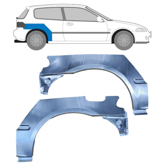 Pannello di riparazione parafango posteriore per Honda Civic 1991-1995 / Sinistra+Destra / Set 10424