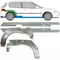 Pannello di riparazione sottoporta e parafango posteriore per Honda Civic 1991-1995 / Sinistra+Destra / Set 9539