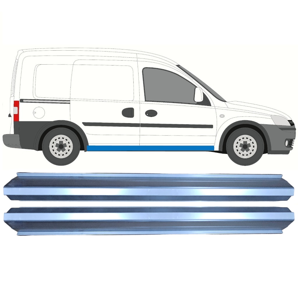 Pannello Di Riparazione Sottoporta Lamiera Per Opel Combo 2000-2010 / Sinistra = Destra (Simmetrico) / Set 10281