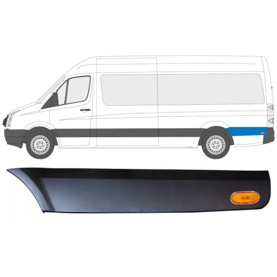 Modanatura laterale parafango posteriore dietro la ruota con lampada per Volkswagen Crafter 2005-2017 / Sinistra / Set 13996