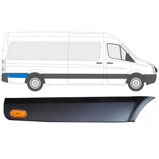 Modanatura laterale parafango posteriore dietro la ruota con lampada per Volkswagen Crafter 2005-2017 / Destra / Set 13995