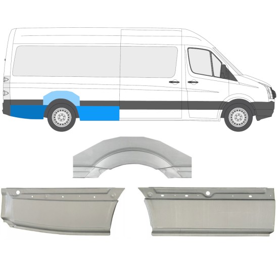 Pannello di riparazione parafango posteriore per Volkswagen Crafter 2005-2017 / Destra / Set 13943