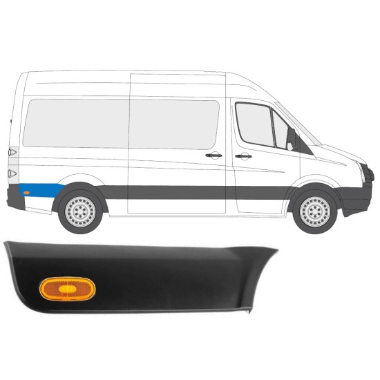 Modanatura laterale parafango posteriore con lampada per Volkswagen Crafter 2005-2017 / Destra / Set 14150