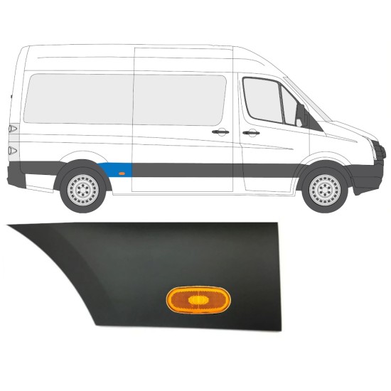 Modanatura laterale parafango posteriore con lampada per Volkswagen Crafter 2005-2017 / Destra / Set 14088