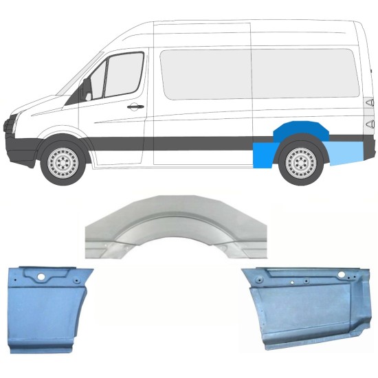 Pannello di riparazione parafango posteriore per Volkswagen Crafter 2005-2017 / Sinistra / Set 13942