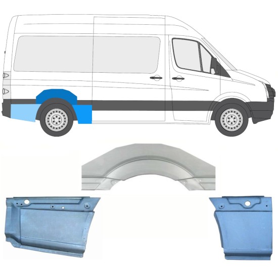 Pannello di riparazione parafango posteriore per Volkswagen Crafter 2005-2017 / Destra / Set 13941