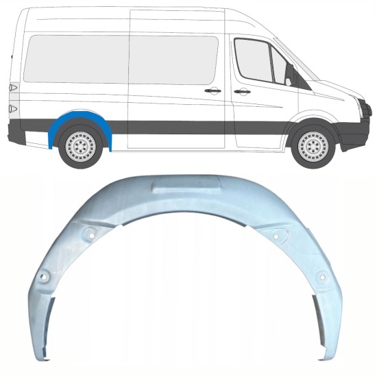 Pannello di riparazione arco ruota posteriore interno per Volkswagen Crafter 2005-2017 / Destra 13897
