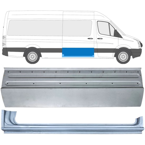 Lamiera di riparazione porta scorrevole e sottoporta per Volkswagen Crafter 2005-2017 / Destra / Set 14317