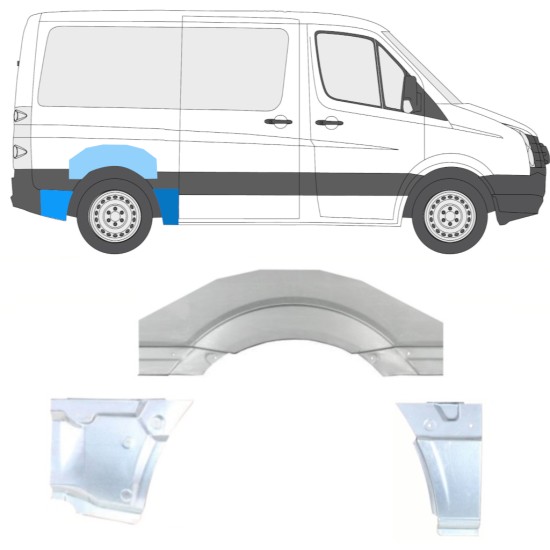 Pannello di riparazione parafango posteriore per Volkswagen Crafter 2005-2017 / Destra / Set 14204