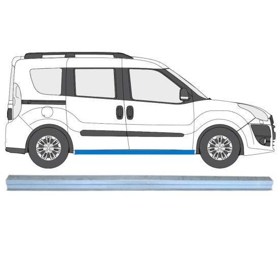 Pannello di riparazione sottoporta lamiera per Fiat Doblo 2010-2022 / Sinistra = Destra (simmetrico) 15357