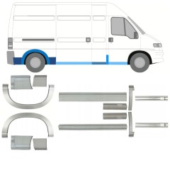 Pannello di riparazione sottoporta e parafango posteriore per Fiat Ducato 1994-2006 / Set 11524