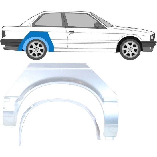 Pannello di riparazione interno ed esterno parafango posteriore per BMW 3 E30 1982-1987 / Destra / Set 10848