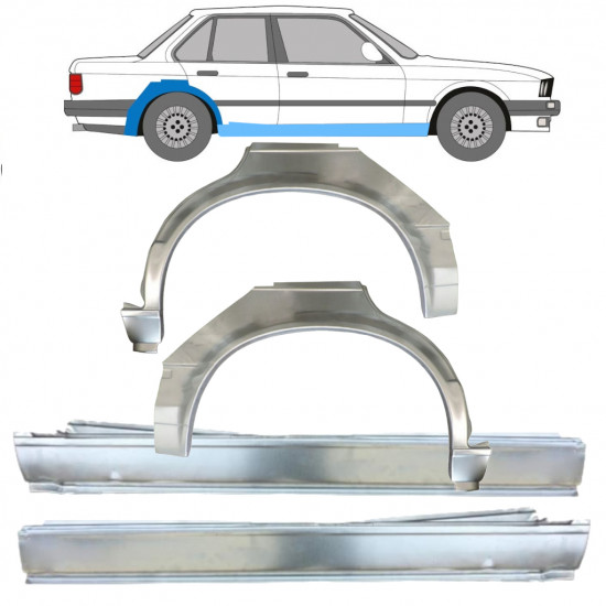 BMW 3 E30 1982-1987 4 PORTA PASSARUOTA POSTERIORE + PANNELLO DI RIPARAZIONE DELLA SOGLIA / SET / SINISTRA + DESTRA