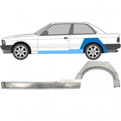 BMW 3 E30 1987-1994 2 PORTA PASSARUOTA POSTERIORE + PANNELLO DI RIPARAZIONE DELLA SOGLIA / SINISTRA