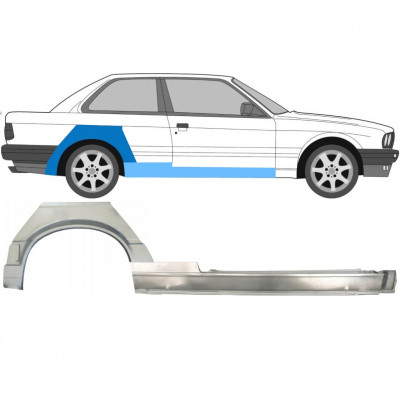 BMW 3 E30 1987-1994 2 PORTA PASSARUOTA POSTERIORE + PANNELLO DI RIPARAZIONE DELLA SOGLIA / DESTRA