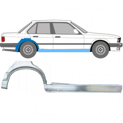 BMW 3 E30 1987-1994 4 PORTA PASSARUOTA POSTERIORE + PANNELLO DI RIPARAZIONE DELLA SOGLIA / SET / DESTRA