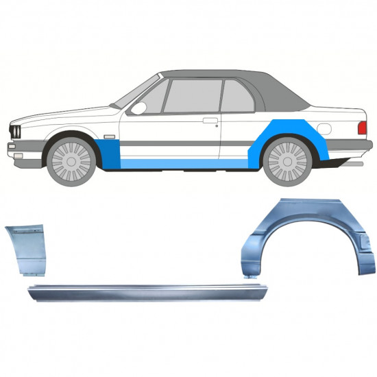 BMW 3 E30 CABRIO 1987-1994 PASSARUOTA POSTERIORE + SOGLIA + PANNELLO ALARE ANTERIORE / SET / SINISTRA