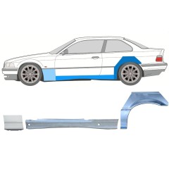 Pannello di riparazione sottoporta + parafango anteriore + posteriore per BMW 3 E36 1990-2000 / Sinistra / COUPE / Set 17026