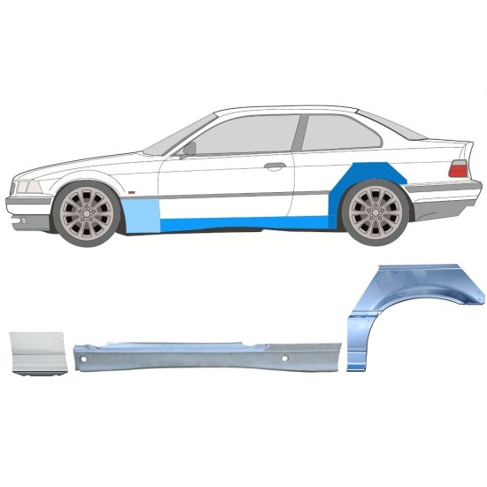 Lamiera di riparazione sottoporta completo e parafango anteriore per BMW 3 E36 1990-2000 / Sinistra / COUPE / Set 17026