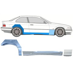 Pannello di riparazione sottoporta + parafango anteriore + posteriore per BMW 3 E36 1990-2000 / Destra / COUPE / Set 17025