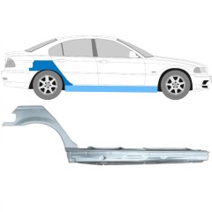 Lamiera di riparazione completo sottoporta e parafango posteriore per BMW 3 E46 1998-2006 / Destra / Set 11258