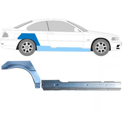 Lamiera di riparazione completo sottoporta e parafango posteriore per BMW 3 E46 1998-2006 / Destra / COUPE / Set 17059