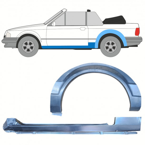 Pannello di riparazione sottoporta e parafango posteriore per Ford Escort 1981-1990  CABRIO / Sinistra / Set 12587