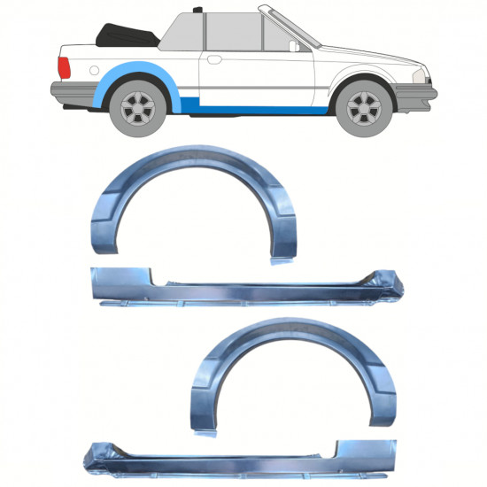 Pannello di riparazione sottoporta e parafango posteriore per Ford Escort 1981-1990  CABRIO / Set 12588